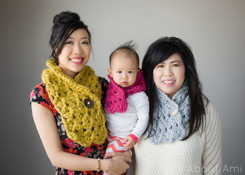 Buttoned Shell Stitch Cowl