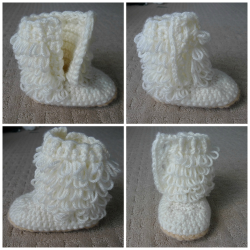 Crochet Toddler Loop Boots with Suede Sole