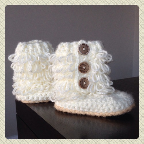 Crochet Toddler Loop Boots with Suede Sole