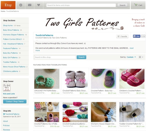 Two Girls Patterns on Etsy