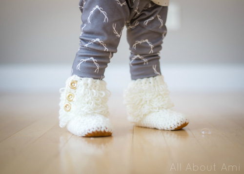 Crochet Toddler Loop Boots with Suede Sole