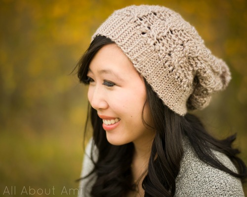 Crochet Cabled Slouchy Beanie