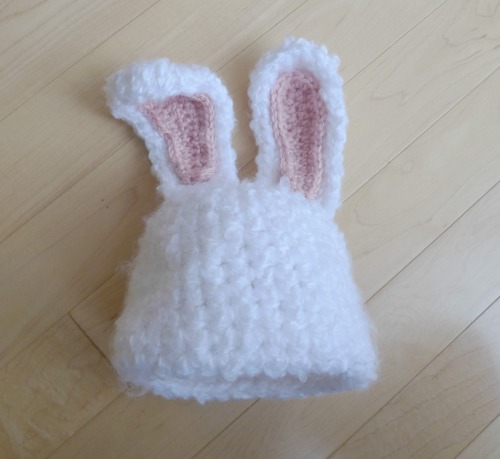 Crochet Fuzzy Baby Bunny Outfit