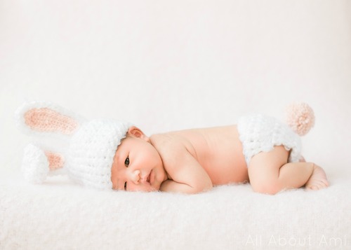 Crochet Fuzzy Baby Bunny Outfit