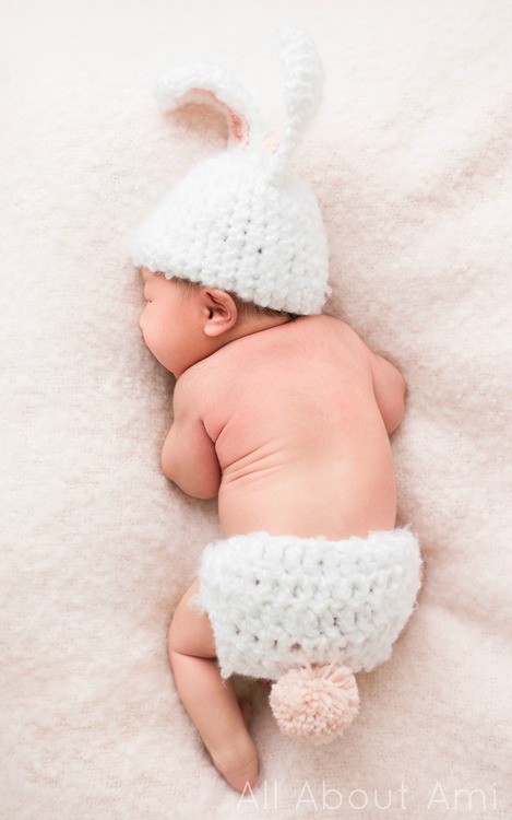 Crochet Fuzzy Baby Bunny Outfit