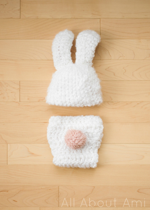 Crochet Fuzzy Baby Bunny Outfit