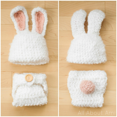 Crochet Fuzzy Baby Bunny Outfit