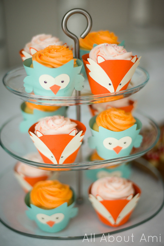 Woodland Creature Birthday Party Cupcakes