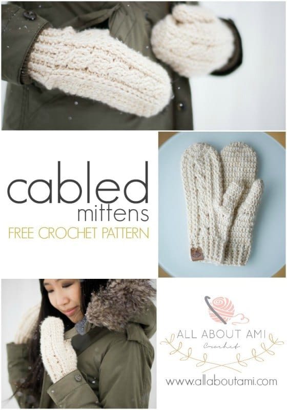 Crochet Cabled Mittens