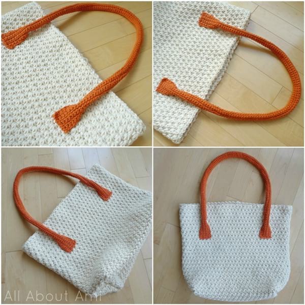 How to make easy bag handles . Crochet bag handles