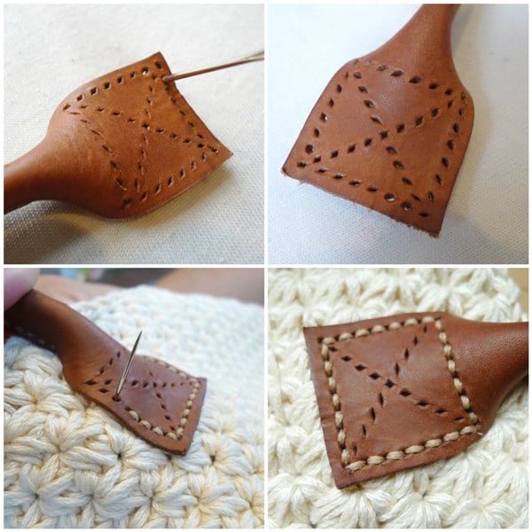 How to Sew Leather Handles for a Crochet or Knit Purse - All About Ami