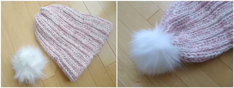 Snow Puff Ribbed Beanie