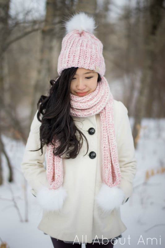 Snow Puff Ribbed Beanie