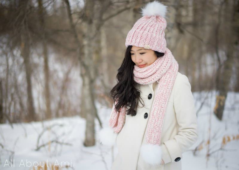 Snow Puff Ribbed Beanie