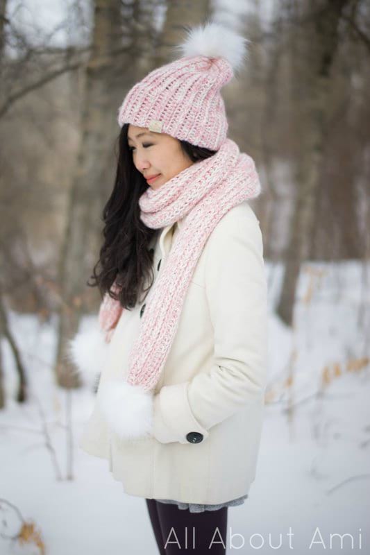 Snow Puff Ribbed Beanie