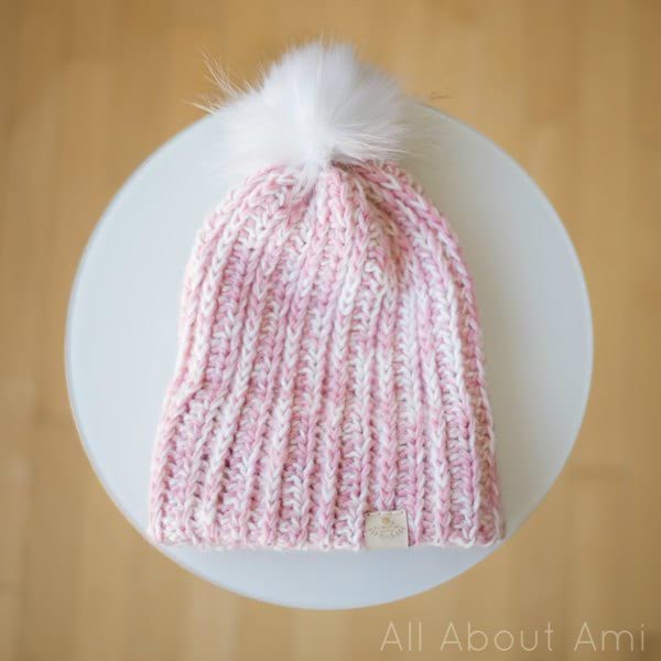 Snow Puff Ribbed Beanie