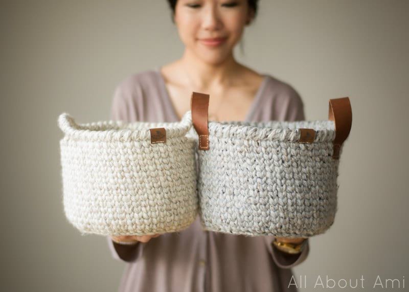 Crochet basket pattern multiple sizes