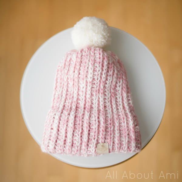 Snow Puff Ribbed Beanie