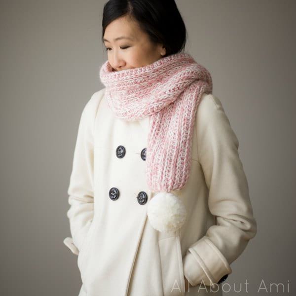 Snow Puff Ribbed Scarf