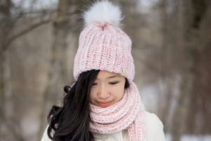 Snow Puff Ribbed Beanie