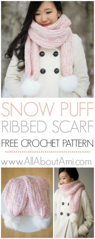 Snow Puff Ribbed Scarf