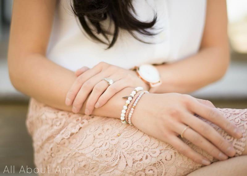 Hand with hand made crochet bracelet Stock Photo | Adobe Stock