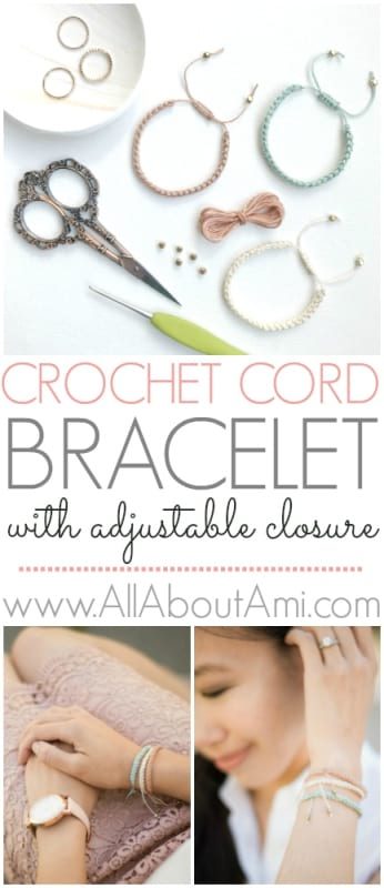 Crochet Cord Bracelet with Adjustable Closure