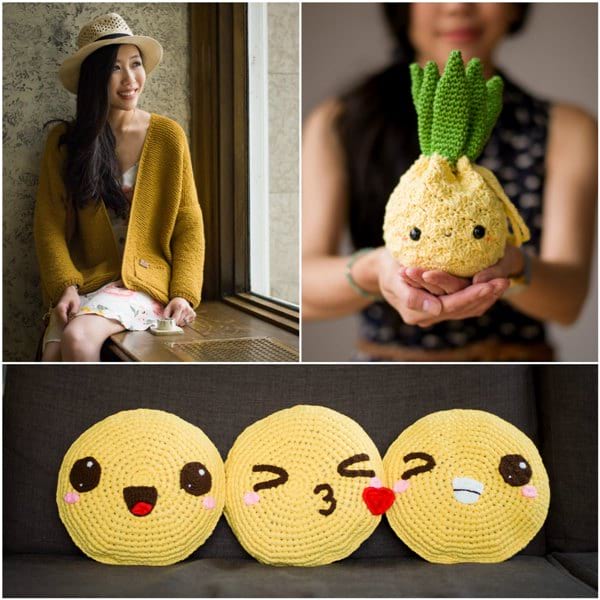 Midtown Cardigan, Amigurumi Pineapple Purse & Pillowji Pillows