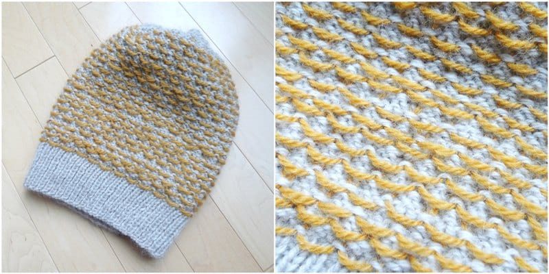 Duo-Color Dotty Beanie Knit Pattern