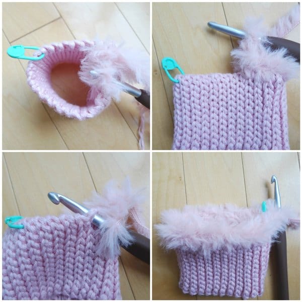 Crochet Faux Fur Mittens