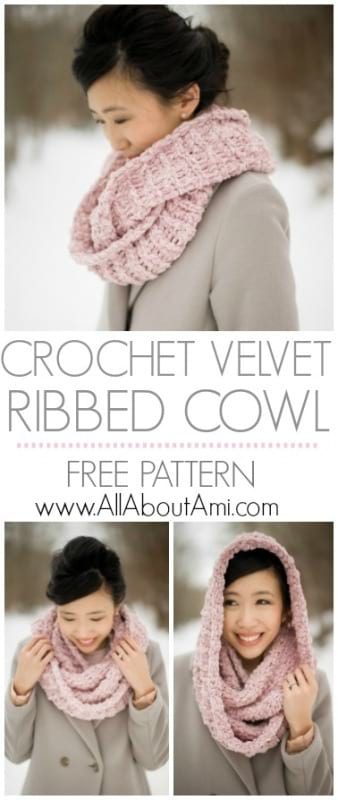 Crochet Velvet Ribbed Cowl