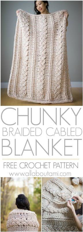 Chunky Braided Cabled Blanket Crochet Pattern