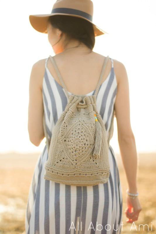 Crochet Mini Backpack With Chain.women's Bag With Backpack 