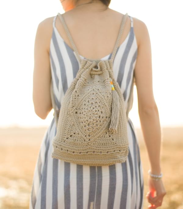 Crochet Mini Backpack With Chain.women's Bag With Backpack 