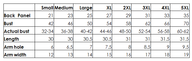 Crochet Cardigan Size Chart