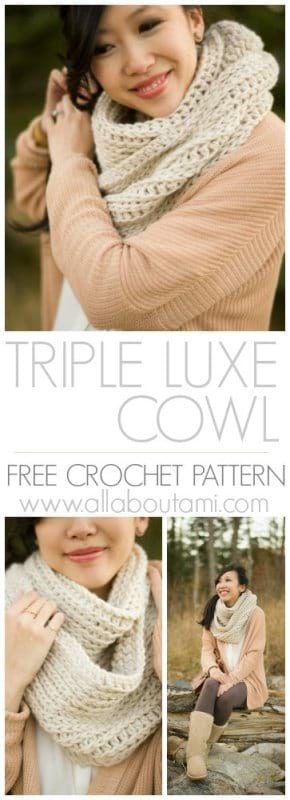 Triple Luxe Cowl Crochet Pattern