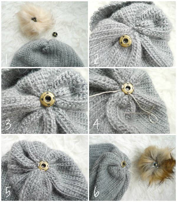 Fluffy Faux Raccoon Fur Pompoms with Press Button for Knitting Hat Garment Accessories 6 Inches Pack of 12 Light Gray 