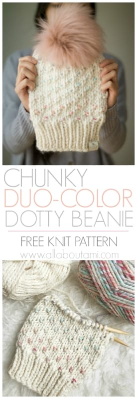 Chunky Duo-Color Dotty Beanie