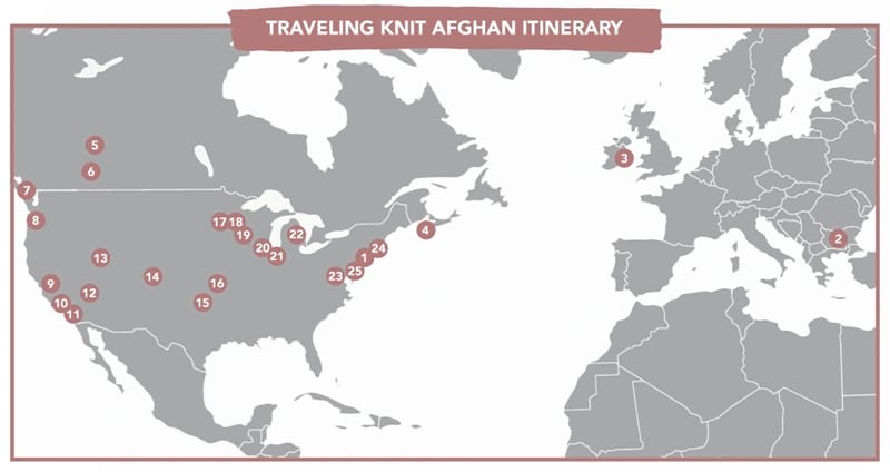 Traveling Knit Afghan Itinerary