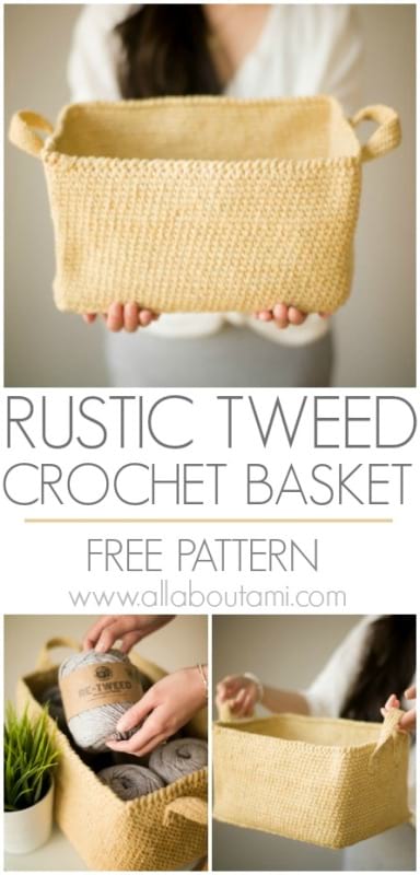 Rustic Tweed Basket Crochet Pattern