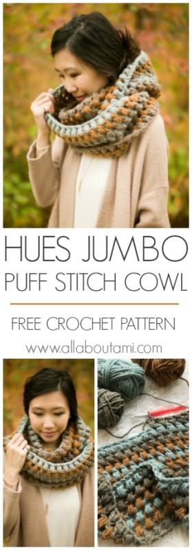 Hues Jumbo Puff Stitch Cowl