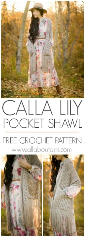 Calla Lily Pocket Shawl Crochet Pattern