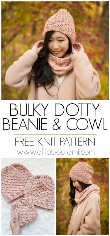 Bulky Dotty Beanie & Cowl Matching Set