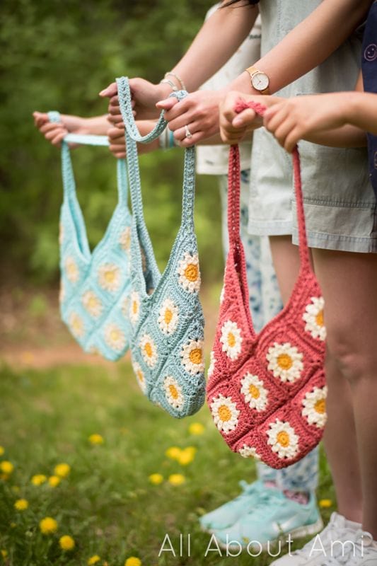 Tiny Daisies Project Bags, Knitting Project Bag, Zippered Pouch, Wedge Bag,  Crochet Bag, Knitting Bag 