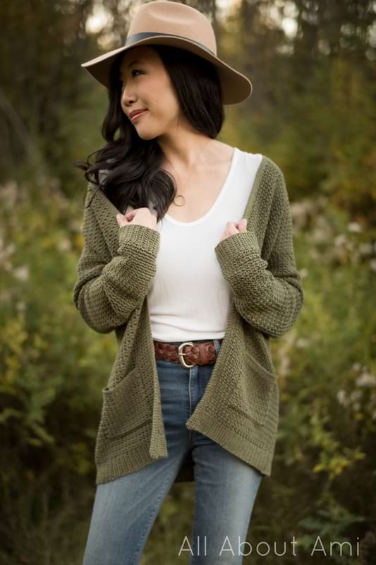 Olivewood Cardigan Crochet Pattern - All About Ami